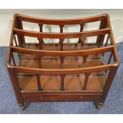 740 - A 19th Century mahogany canterbury with splat supports with 1 long drawer (handles missing but furth... 