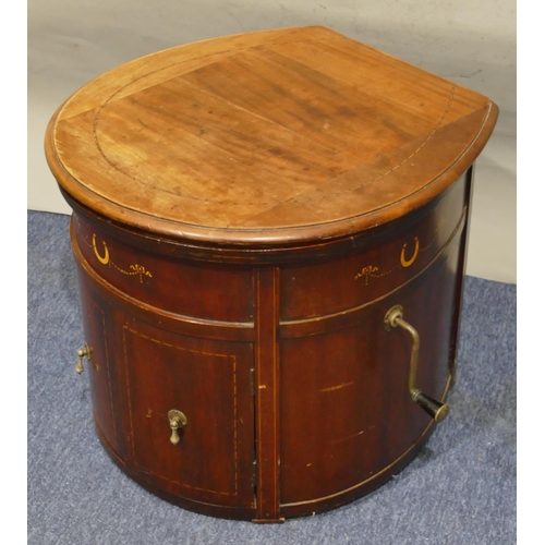 741 - An Edwardian Selecta mahogany domed front gramophone with allover inlaid and painted horseshoe, ribb... 