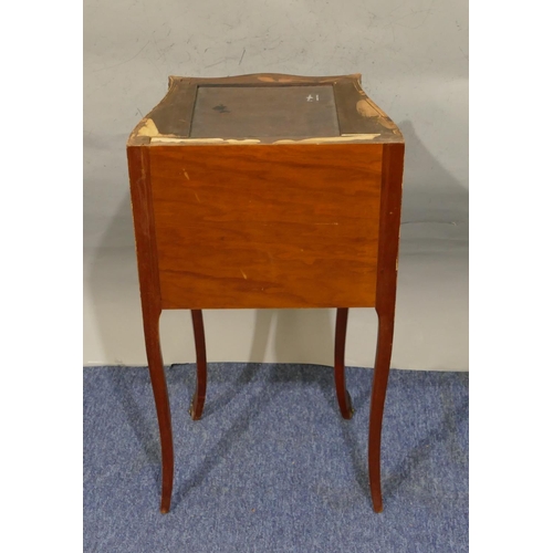 751 - A 20th Century Continental Kingwood bedside chest with scallop shaped marble top, 3 graduated drawer... 