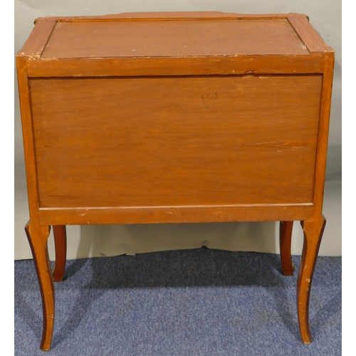 753 - An early 20th Century Continental Kingwood breakfront commode with green marble top, 2 drawers with ... 