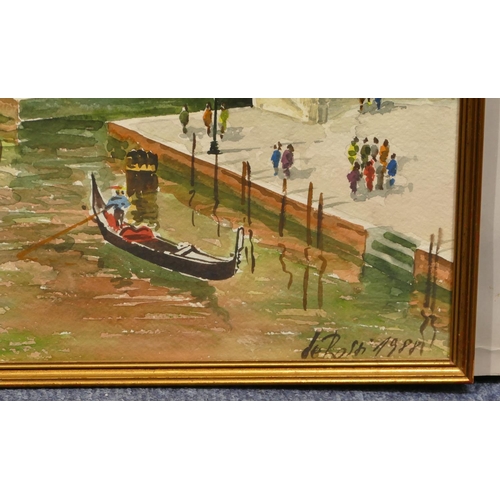 208 - A modern watercolour depicting Venice, indistinctly signed and dated 1988, in gilt frame, 49.5cm x 7... 