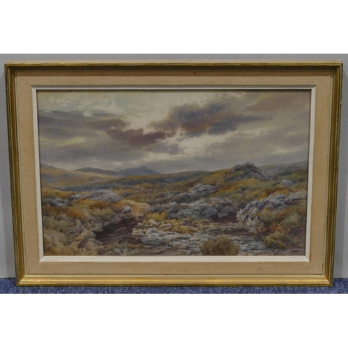 192 - A watercolour depicting moorland, monogrammed AC and dated '04, in hessian and gilt frame, 21.5 x 33... 