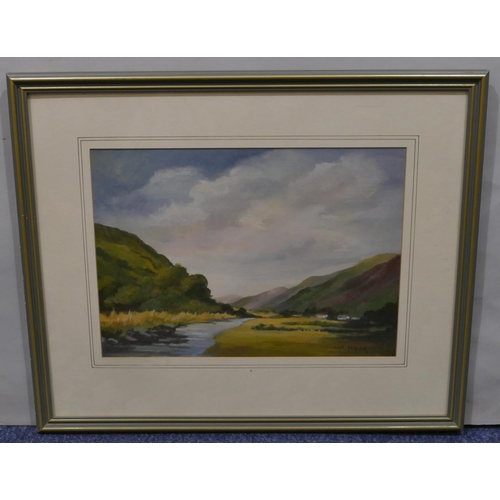 195 - Nan Parker watercolour depicting Caemes Farm. Wales, signed, framed, 25.5 x 36cm.