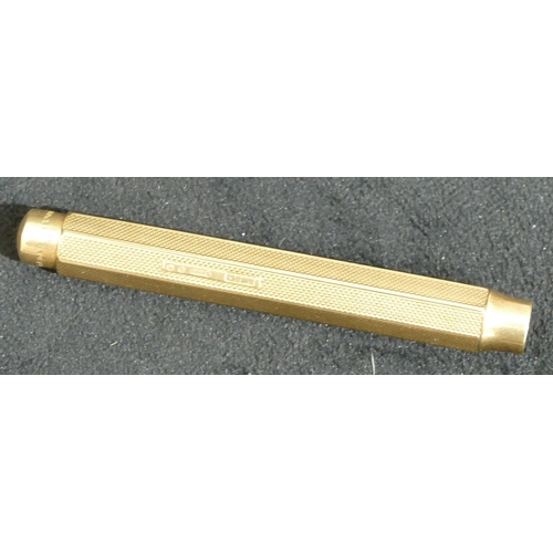 688 - A Sampson Mordan 9ct gold gravity pencil, stamped Asprey with engine turned decoration, 12.5cm long ... 