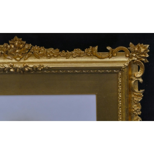 706 - An opaline shoulder length portrait of a gentleman in fine gilt frame with raised floral and leaf de... 