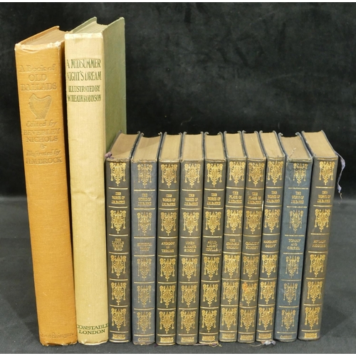 741 - A set of 10 blue leather bound books 