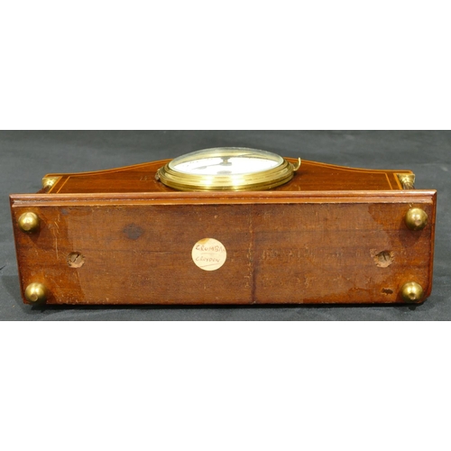 806 - Japy Freres & Co. Edwardian mahogany arch topped timepiece with inlaid stringing, turned column supp... 