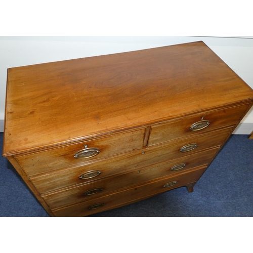 838 - A 19th Century mahogany straight front chest of drawers with 2 short and 3 long graduated drawers wi... 