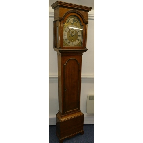 807 - George Langford, London Georgian oak 8-day striking arch topped longcase clock with moon phase, seco... 