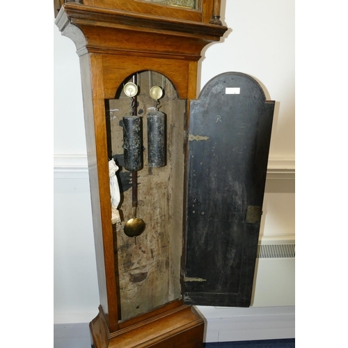 807 - George Langford, London Georgian oak 8-day striking arch topped longcase clock with moon phase, seco... 