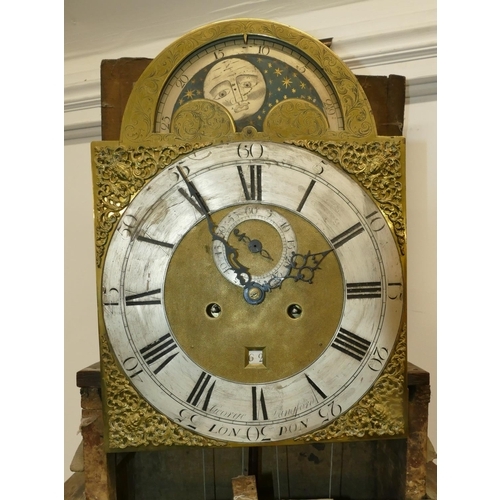 807 - George Langford, London Georgian oak 8-day striking arch topped longcase clock with moon phase, seco... 