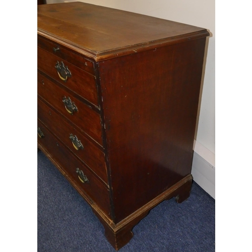 828 - A George III mahogany straight front chest of drawers with brush slide, 4 long graduated drawers bel... 