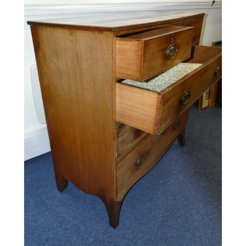 838 - A 19th Century mahogany straight front chest of drawers with 2 short and 3 long graduated drawers wi... 