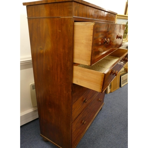 842 - A large Victorian mahogany straight front chest of drawers with 3 long drawers in between 2 large lo... 