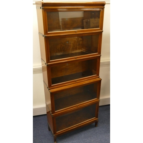 845 - A Globe Wernicke mahogany 5-sectioned graduated bookcase on short cabriole feet, 86.5cm wide, 214cm ... 