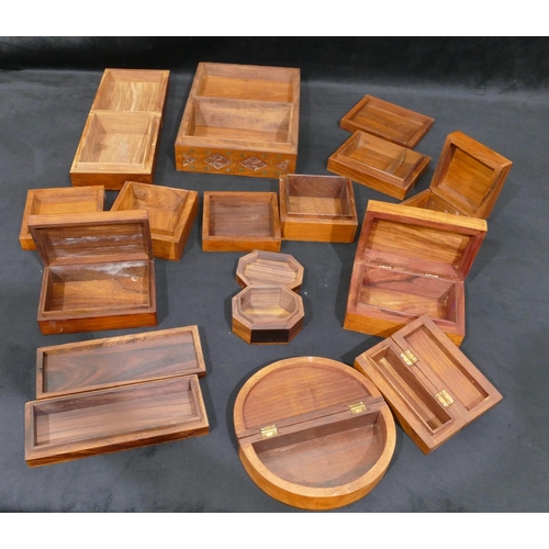 4089 - 12 various wooden trinket boxes with lids.