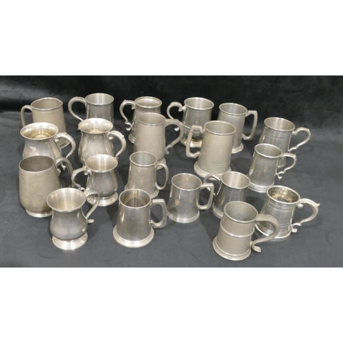 4097 - 11 Pewter and other pint tankards and 9 similar half pint tankards. (20)