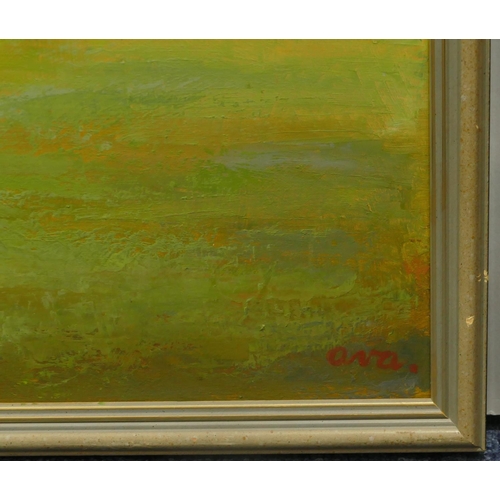 4126 - A framed oil on board labelled to reverse 