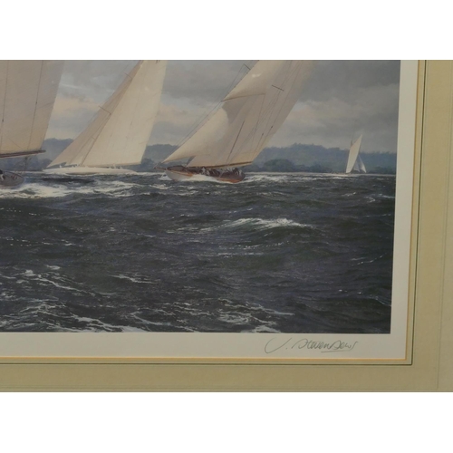 4135 - Steven Dews, signed limited edition print,  depicting sailing boats,signed in pencil and  numbered 7... 