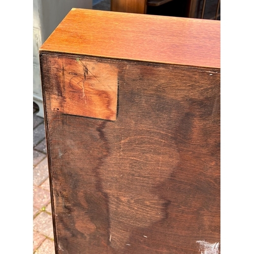 4145 - A good quality oak bureau, fall front above 2 short and 3 long drawers with drop brass handles on br... 