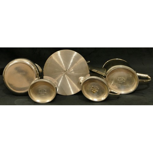 5042 - A Maison de Famille 3-piece oval plated tea service, a plated Christening mug, 3 egg cups, coaste an... 