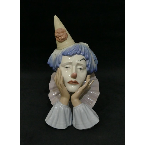 109 - A Lladro bust figure of a clown, 31cm high.