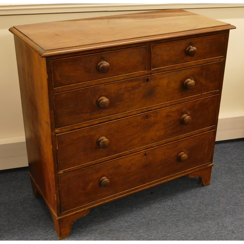 643 - A 19th Century mahogany straight front chest of drawers with 2 short and 3 long graduated drawers wi... 