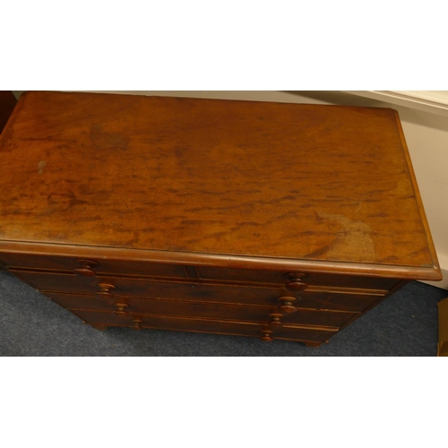 643 - A 19th Century mahogany straight front chest of drawers with 2 short and 3 long graduated drawers wi... 