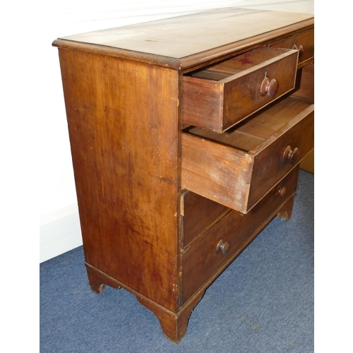 643 - A 19th Century mahogany straight front chest of drawers with 2 short and 3 long graduated drawers wi... 