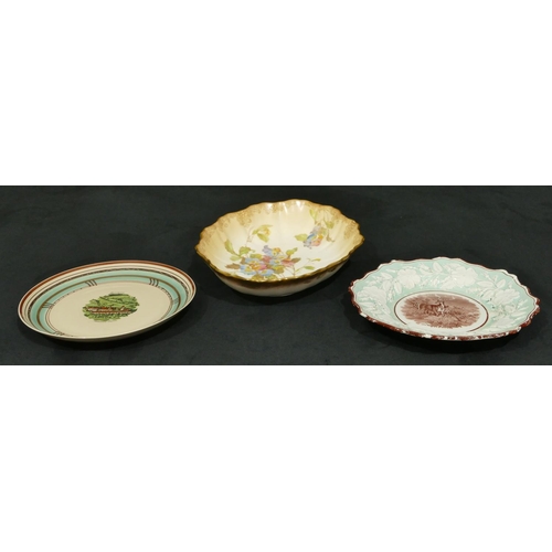 5061 - A Doulton oval scallop shaped dish on cream ground with multi-coloured floral and leaf decoration, a... 