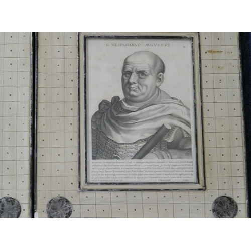 216 - P Mariette, Set of 4 early black and white Engravings, depicting figureheads of Roman Emperors 