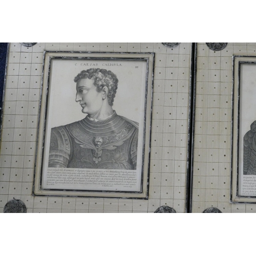 216 - P Mariette, Set of 4 early black and white Engravings, depicting figureheads of Roman Emperors 