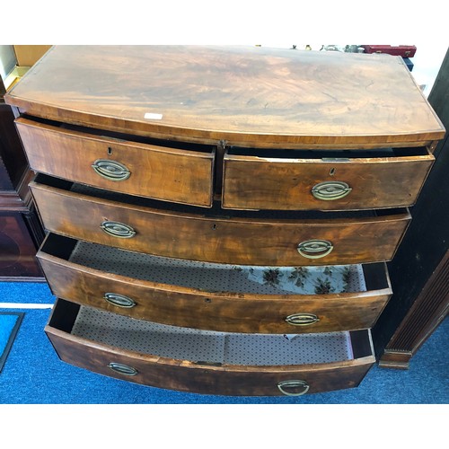 6064 - A 19th Century mahogany bow fronted chest of drawers, 105cm wide, 51cm deep, 104cm high.