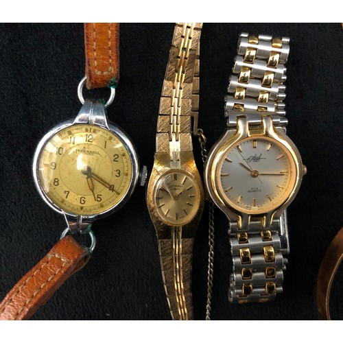 6090 - A silver gate bracelet with padlock clasp, an Ingersoll Simba watch, a rotary watch and a quantity o... 