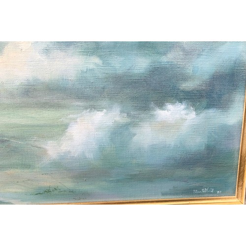 6102 - Oil on canvas of Concord, signed Stan White '87, 74 x 48cm, framed.