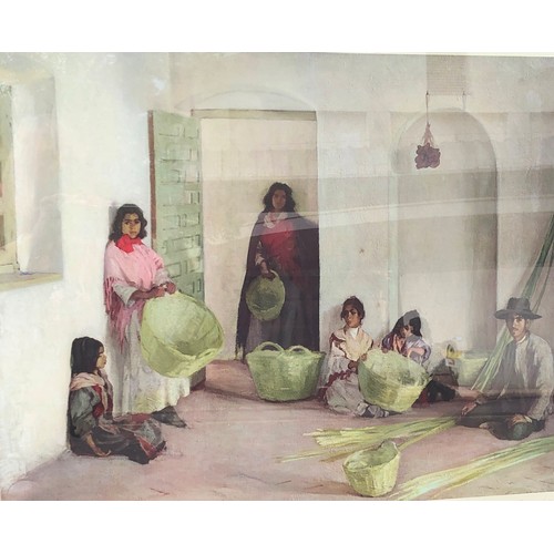 6105 - Gerald Kelly signed limited edition print depicting a man. woman and children weaving baskets, signe... 