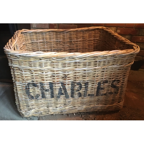 6134 - A large rectangular wicker basket, 83cm wide, 65cm deep, 36cm high. (Item not held by PF Windibank)