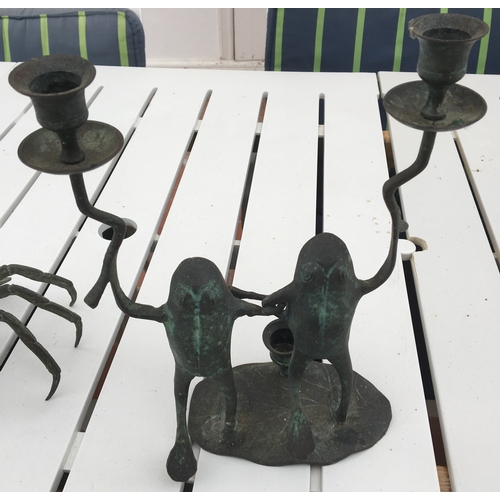 6136 - A modern metallic crab and double candlestick in shape of frog. (Item not held by PF Windibank)