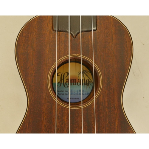 1005 - Hamano soprano ukulele model H-100, serial number 06060549, in hard case.