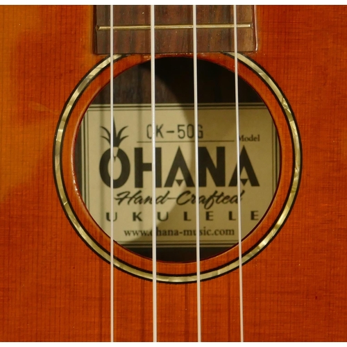 1006 - Ohana Concert ukulele labelled CK-506 in hard case