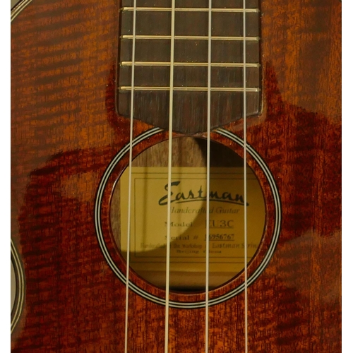 1007 - Eastman ukulele model EU3C serial number 16956769 in hard case.