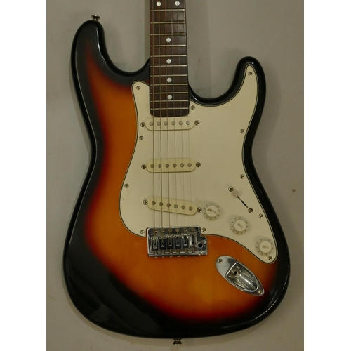 1076 - Squire Strat by Fender 6-string electric guitar, overall length 99cm.