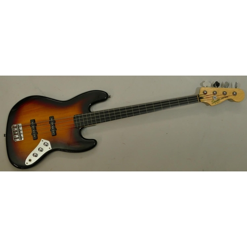 1077 - Squire by Fender jazz bass 4-string bass guitar numbered s/nICS17041427, overall length 118cm.