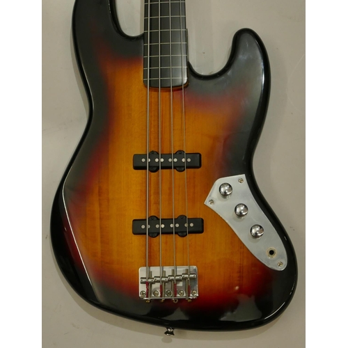 1077 - Squire by Fender jazz bass 4-string bass guitar numbered s/nICS17041427, overall length 118cm.