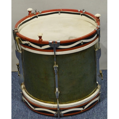 1093 - A Royal Marines marching drum decorated with Queen Elizabeth II coat of arms 