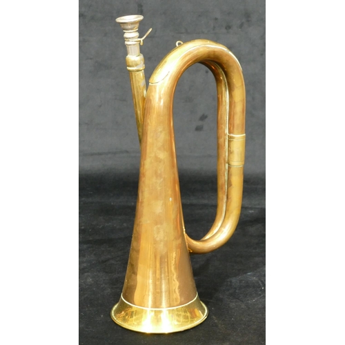 1095 - A brass and copper bugle, 30.5cm long