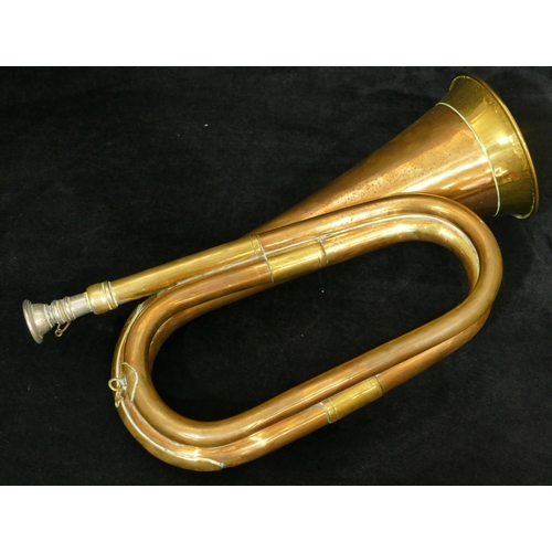 1095 - A brass and copper bugle, 30.5cm long