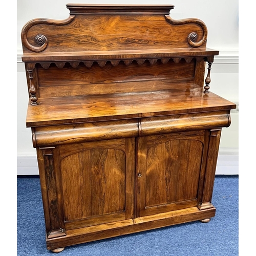 1170 - A William IV rosewood chiffonier having shelfed back above 2 drawers and 2 panelled doors 122.5cm wi... 