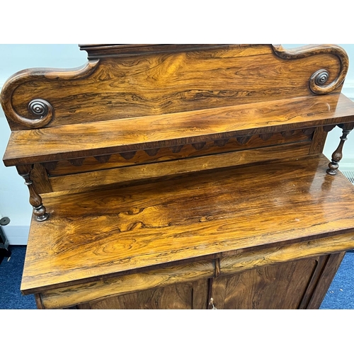 1170 - A William IV rosewood chiffonier having shelfed back above 2 drawers and 2 panelled doors 122.5cm wi... 