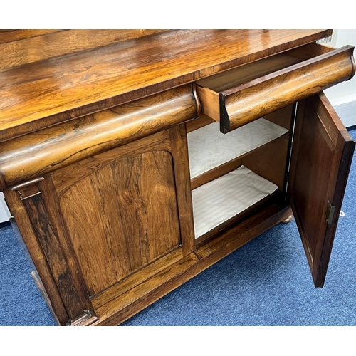 1170 - A William IV rosewood chiffonier having shelfed back above 2 drawers and 2 panelled doors 122.5cm wi... 